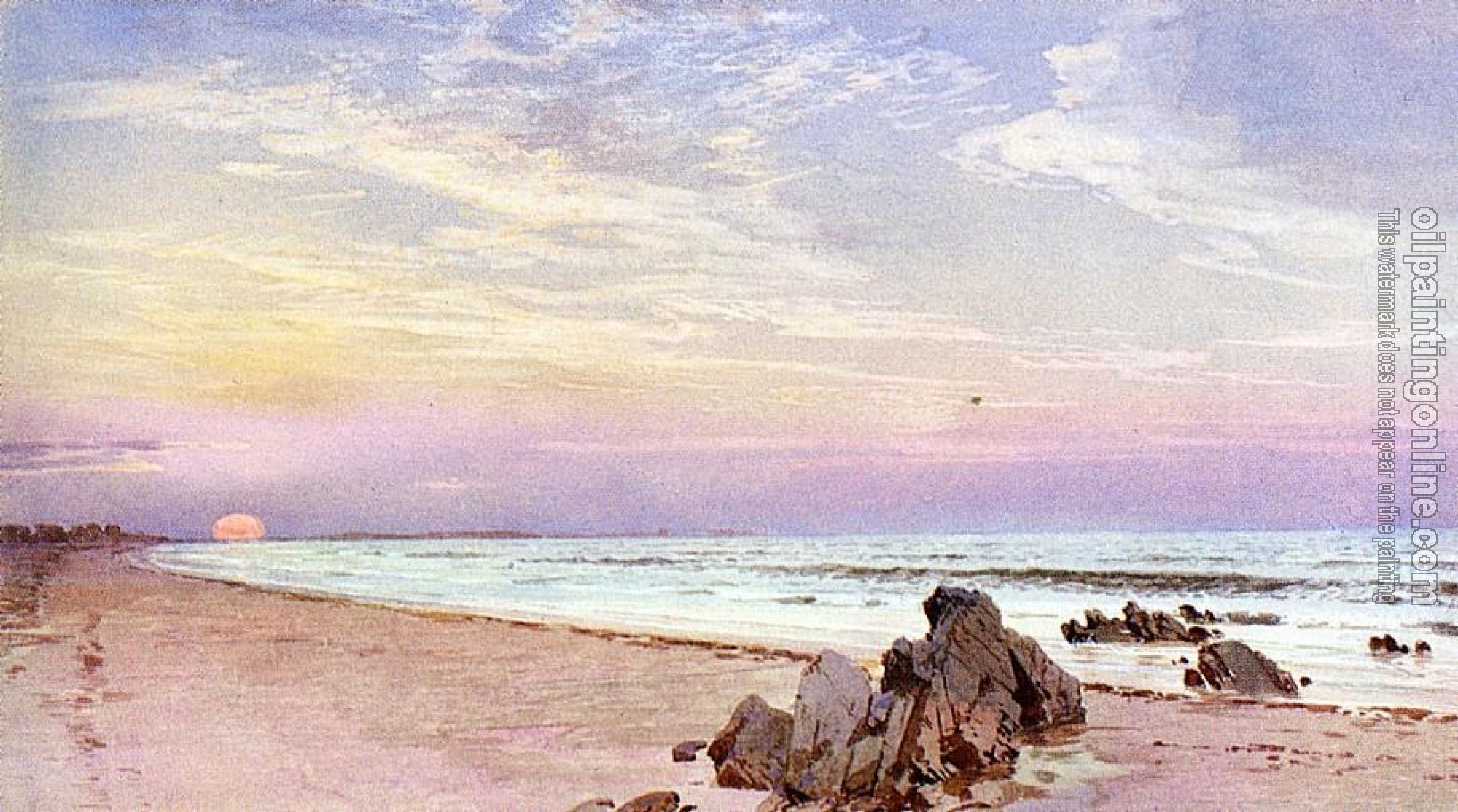Richards, William Trost - Beach with Rising Sun, New Jersey